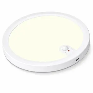 Wireless Ultra-Thin Motion Sensor LED Ceiling Light, No Wiring Type-C Rechargeable Slim Puck Light, Automatic Automatic Indoor Light for Wardrobe, Closet, Hallway, Staircase, White, 1-Pack