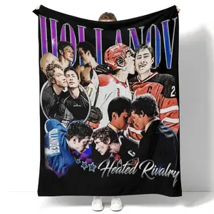 Hollanov Themed Heated Rivalry Print Custom Graphic Blanket - Soft Flannel Throw for Home, Sofa, Fan Gifts, Ideal for Office, Camping, Bed, Custom Graphic Blankets