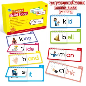 Phonics Learning Book Set, Learning Materials, Teaching Supplies, 36 Books with 72 Root Words, Dual-Sided Word Recognition Toys, Visual Learning Tools, Natural Phonics Education for Preschoolers