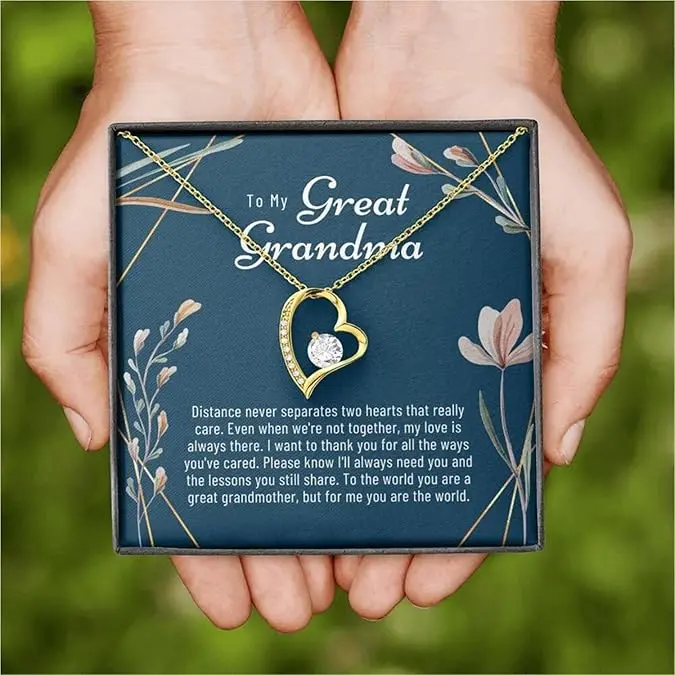 Great Grandma Gift - Gifts For Great Grandma - Necklace For Great Grandma Birthday, Christmas, Mother's Day Gift, Wedding Gold Pendant Heart Shaped Pendant