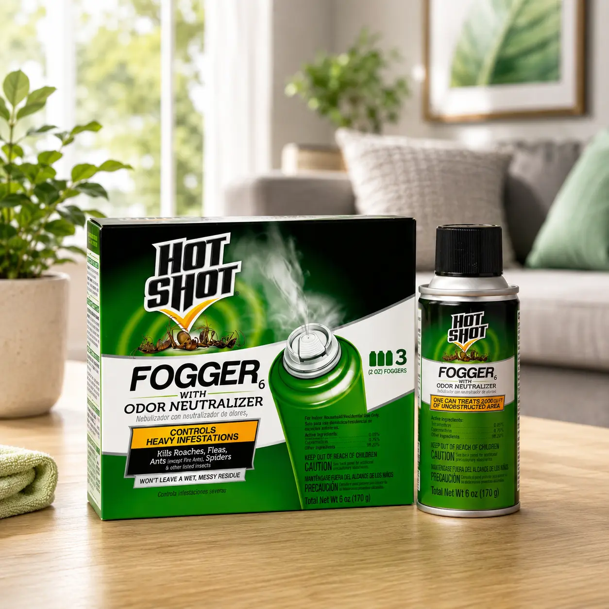 Hot Shot Indoor Multi-Insect Fogger - 2-oz, 3-Count, with Odor Neutralizer for Home Pest Control