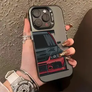 Phone Case - Stylish Black And Red Phone Case Featuring a Car Design, Compatible with for iphone Models 16/16Plus/16Pro/16Promax, 15/15Plus/15Pro/15Promax, 14/14Plus/14Pro/14Promax, 13/13Pro/13Promax, 12/12Pro/12Promax