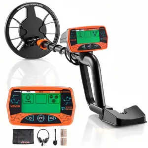 VEVOR Handheld Professional High-Accuracy Metal Detector for Adults, 8" IP68 Waterproof Search Coil, Built-In Display, Included Headphones, 3 Modes, Adjustable Length, for Gold Treasure Hunting, Handheld Metal Detector