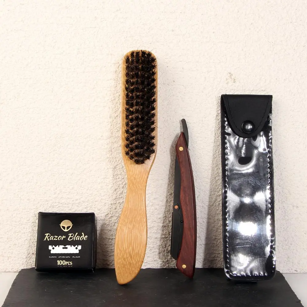 Men's Shaving Tool Set, 4 Counts/set Including Wooden Handle Razor ...