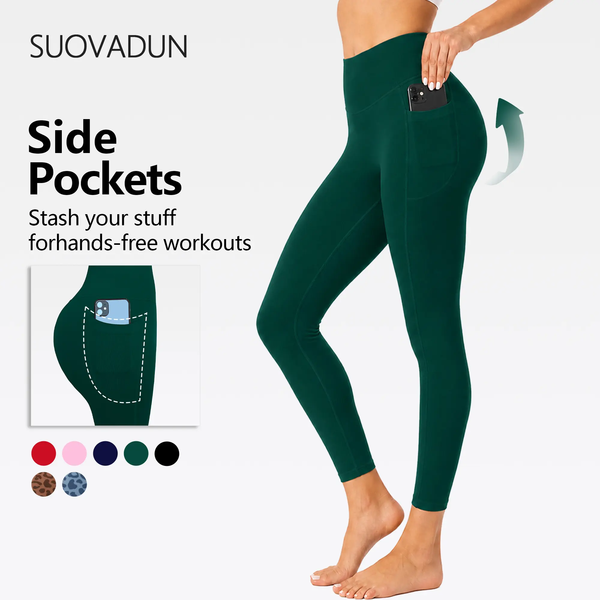 【Discount for live stream】High Waist Yoga Pants Women V-shape Back Side Pocket  Stretch Sweat-wicking Anti-slip Athletic Leggings Squat Proof pants,travel essentials,camping essentials XSL26048 tiktokshopbacktoschool