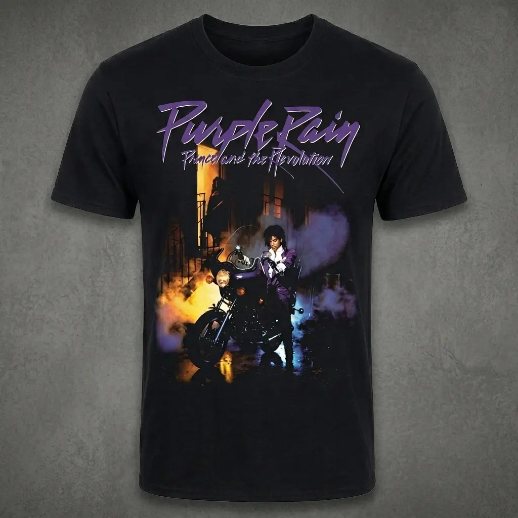 Vintage Prince Purple Rain T-Shirt Men Retro Graphic Tee Heavyweight Cotton Crewneck Streetwear Grunge Outfits Music Festival Present