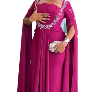 Long Elegant Party Dress Burgundy with Silver Applique Elegant Design Women's Fashion Wear , Note - Dress runs small, its fit petite M,L