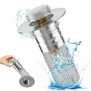 Bathroom Sink Stopper,UniversalBasin Pop Up Bathroom Drain Stopper, for 1.1~1.5 in U.S. Standard Drain Holes, with Hair Catcher Anti Clogging Bathroom Sink Drain Strainer