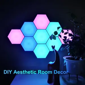 USB Powered LED Wall Light, RGB Color Changing Hexagon Honeycomb Lamp, Hexagon Led Lights, 280 Dynamic Modes, Music Rhythm, Timer, Dimmable, APP Control