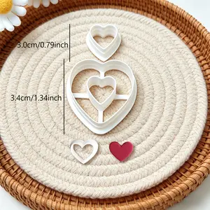 3pcs Spring Wedding Themed Polymer Clay Cutters, Perfect as Bridal Gifts and Sweet Presents for Love & Dating, This Jewelry Making Kit Includes an Oversized Hollow Heart Combined with Mini Hearts, Ideal for Polymer Clay Earrings and Jewelry Making