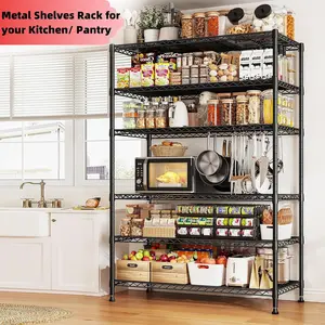 【Live】Raybee Wire Metal Shelving Storage Rack Adjustable Shelves, Standing Shelf Units, for Laundry Kitchen Pantry Closet Balcony Greenhouse Plant Stand
