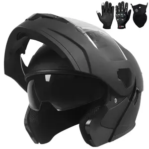 Spark Adult Modular Motorcycle Helmet for Men & Women, Flip Up Full Face Dual Visor DOT Approved for Men Women Moto ATV UTV Snowmobile ADV Four Wheeler Street Bike with Gloves & Mask