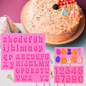 4pcs/set Alphabet and Number Candy Making Silicone Mold Sugar Flipping Chocolate Mold Cake Decoration Baking Tool Kitchen Tool Accessories