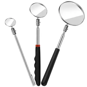 3 Pieces Telescoping Inspection Mirror Tool for Checking Vehicle Condition, Observing Eyelashes, Mouth and Other Small Parts (Round, 3 Kinds of Sizes)
