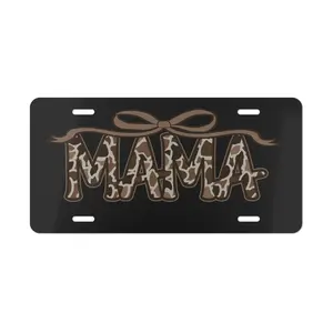 [HOT] Black License Plate with Old School Camo Mama with Bow Vanity Plate Gifts for Her Hunting Gifts