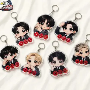 Kpop Boys Band Chibi Two Sides Keychain, Chibi acrylic keychain, Hot One's Show, Gift For Army, Arirang, Cute Idol Keyring, Kpop Fan Merch