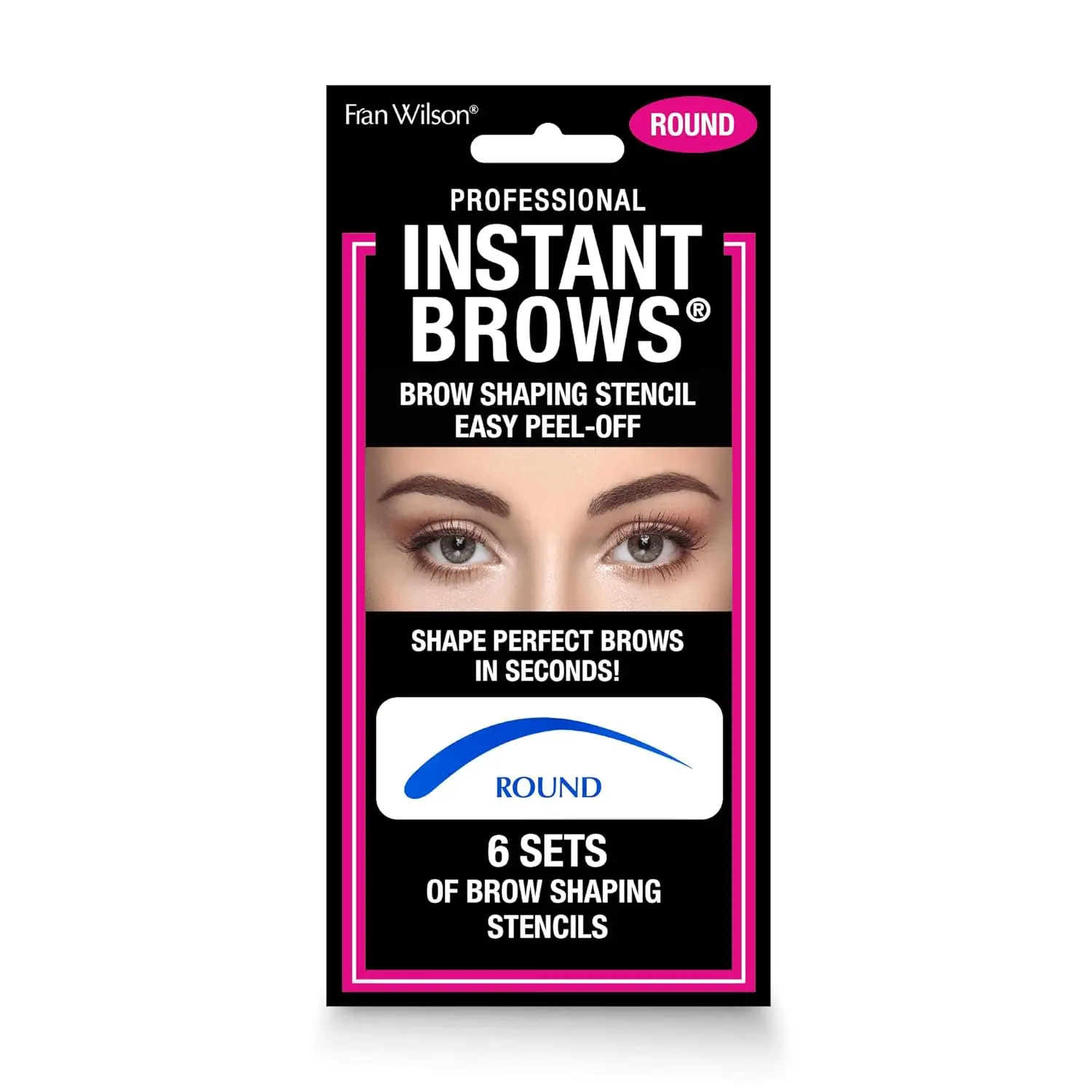 Fran Wilson Instant Brows Makeup Tool: Adhesive Stencils for Perfectly Shaped Brows, Easy to Use, Ideal for Beginners and Pros - Round Cosmetic
