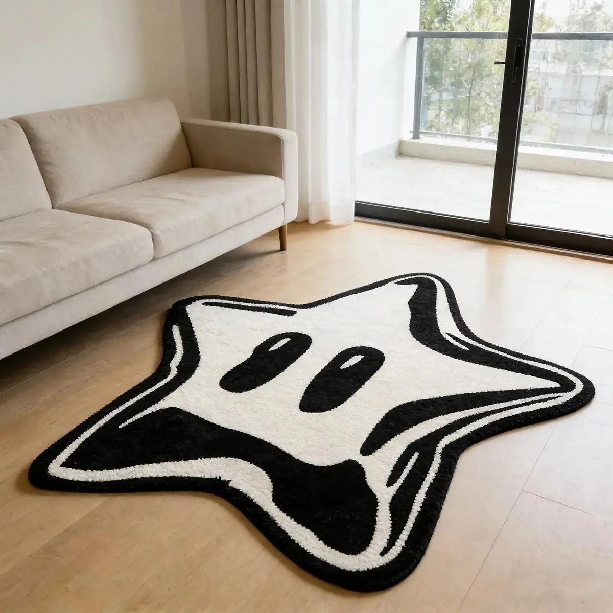 Creative Cartoon Star Pattern Carpet, Soft Comfortable Bedroom Rug, Easy Care Living Room Mat, Indoor Decorative Rug, Home Decor Rugs, Floor Covering