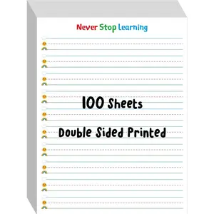 100 Sheets Ruled Writing Paper, Double-Sided Printing Skip-A-Line Ruled Writing Paper with Dotted Lines 1” Line Spacing Handwriting Practice Paper for Kindergarten Toddlers Kids (8” x 10.6”)