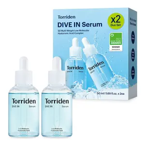 Torriden DIVE IN Hyaluronic Acid Serum (Pack of 2, 50ml/1.69 fl.oz Each) - Korean Facial Serum with Panthenol, Allantoin for Deep Hydration & Glowing Skin