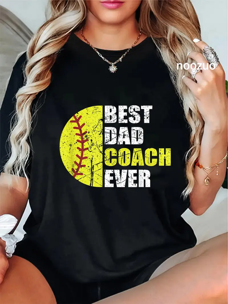 100% Cotton Unisex Best Softball Dad Coach Ever Retro Father Softball Coach Dad T-Shirt