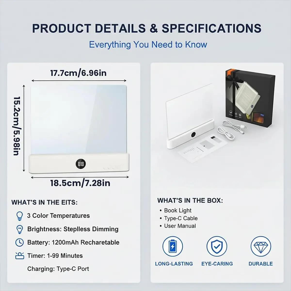 Smart LED Reading Light Book Light Treasure Box Rechargeable Clear LED Flat Reading Light Timer Doodleable Study Lamp The Quiet Reader's Dream Lights Ultra-thin Wireless Design Smart LED Reading Light Book Light Treasure Box Rechargeable Clear LED Flat Reading Light Timer Doodleable Study Lamp The Quiet Reader's Dream Lights Ultra-thin Wireless Design