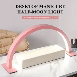 Half Moon Nail Desk Lamp –  Lumen LED Light for Nail Techs, Tattoo & Lash Work, Moon Light for Desk – Sleek White Design, Touch Control Bright Color Temperature room lights