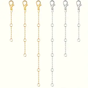 6/12pcs Of Stainless Steel Necklace Extension Chain, Three Sizes, Suitable For Women'S Jewelry Making, Necklace Bracelet, Anklet Extension Chain Accessories (golden And Silvery)