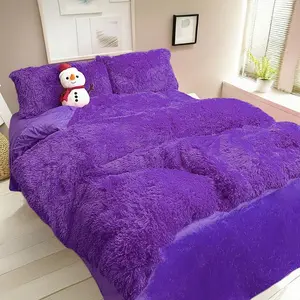 Fluffy Faux Fur Comforter Set – Ultra Plush Shaggy Bedding, 4-Piece Set with Comforter, 2 Pillowcases & Heart Pillow