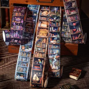 Reading Book Pattern Washi Tape, 1 Roll/bag Creative Scrapbooking & Journal Making Tape, Diy Decorative Tape for Stationery & Computer & Water Bottle, Durable Adhesive Stickers, Vinyl Stickers, Art Stickers