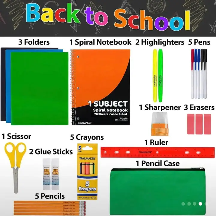 Back to School Supply Kit 30-Piece Set – Folders, Notebook, Crayons, Pens, Pencils & More, Organization, All-In-One