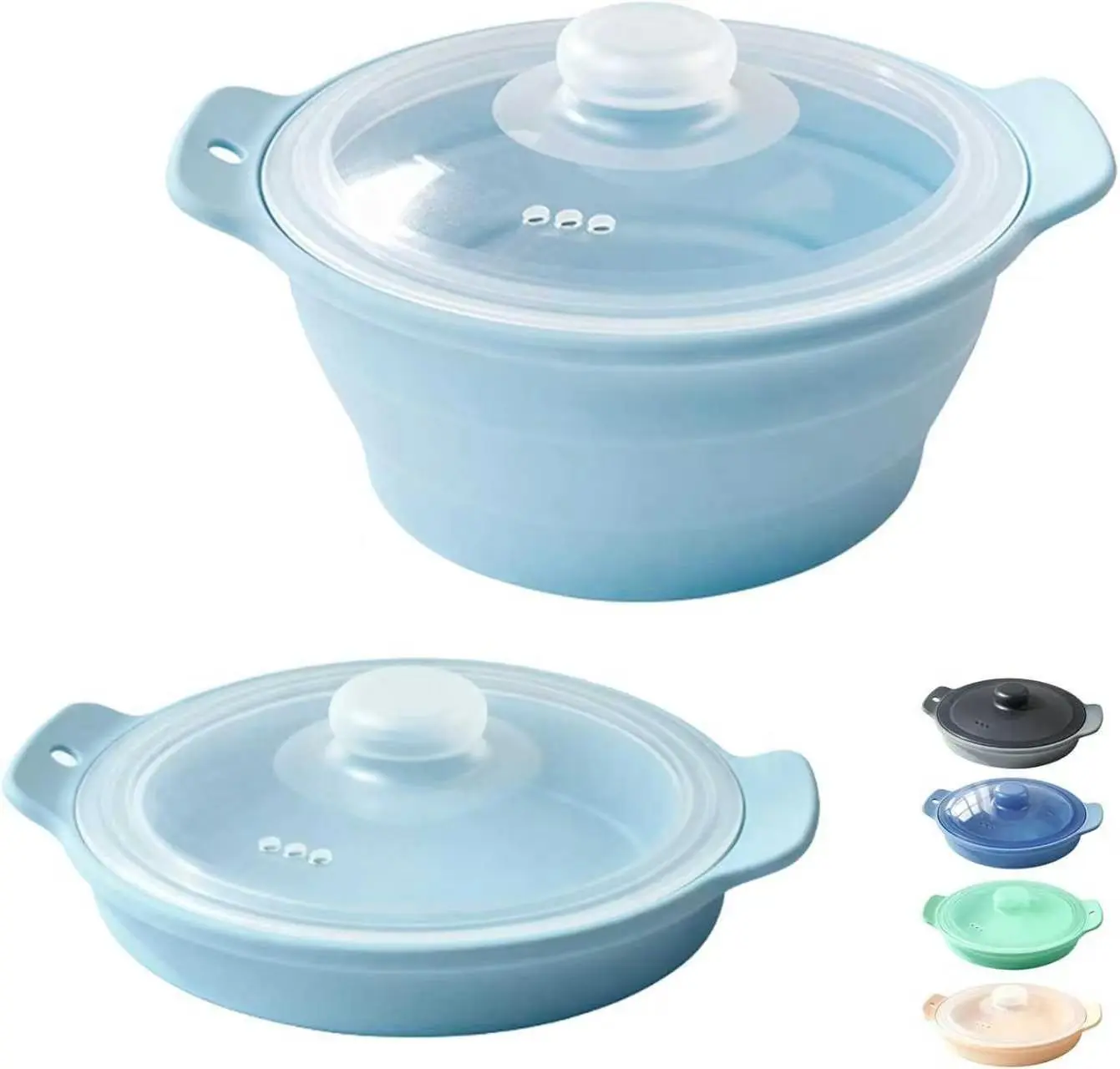 1 pack Collapsible Silicone Cooking Pot with Lid - Reusable, Durable, and Easy to Clean - Perfect for Kitchen Use - Available in Multiple Colors Cookware