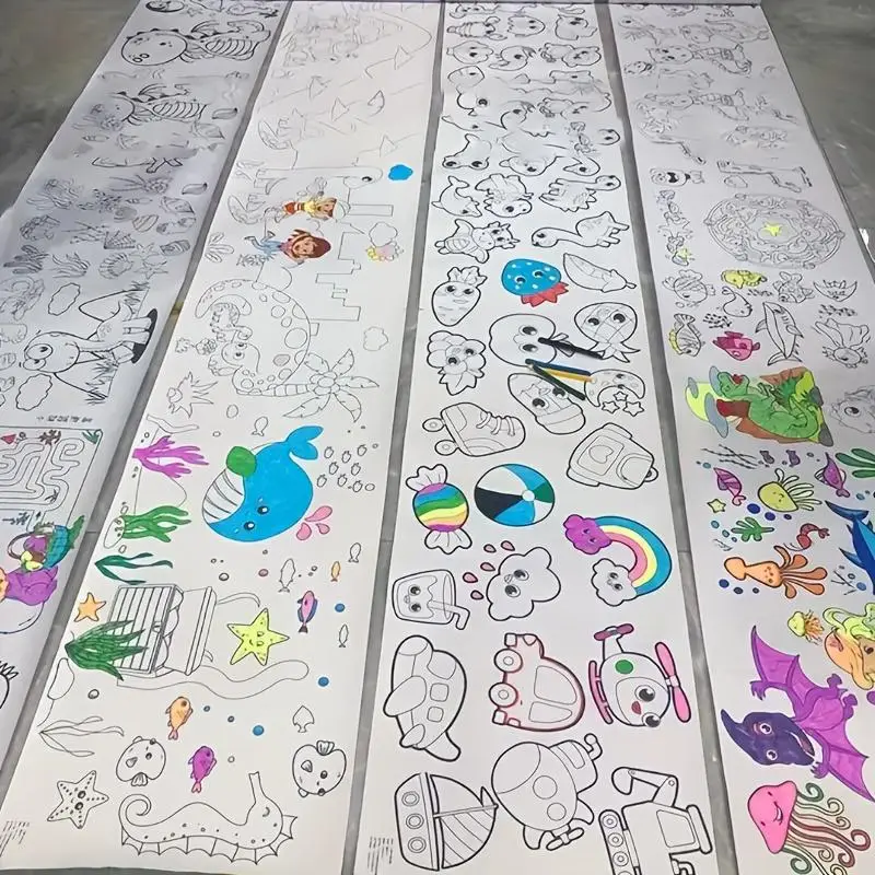 Random Pattern Doodle Painting Roll, 6/12counts set Art Drawing Paper, Painting Supplies for Students