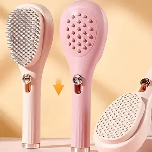 2pcs Magic Retractable Comb - Hair Cleaning Brush, Scalp Massage Tool, Anti-Static Hairbrush, Detangling Comb for All Hair Types, Portable Foldable Hairbrush, Travel-Friendly Comb, Men/Women/Kids Hair Care Tool, Multifunctional Hair Brush Pink
