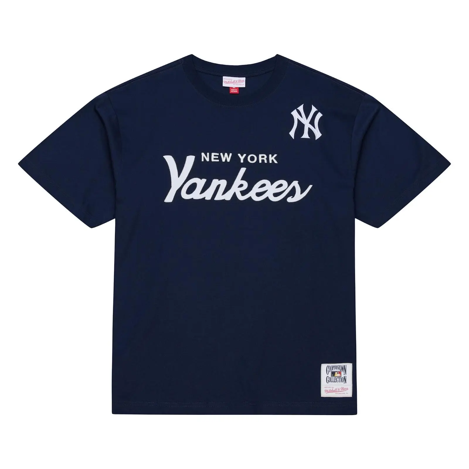 New York Yankees Navy Head Coach T-Shirt MLB Throwback Tee Graphic Vintage Fan Gear Mitchell & Ness