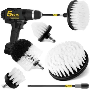 5Pack Drill Brush Attachment Set-Car Interior Detailing Kit，Power Scrubber Brush Extended Long Attachment for Bathroom