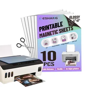 Glossy Magnetic Photo Paper, 10 Sheets, 4x6 Inches (4r) Size, Non-Adhesive, Ideal for Inkjet Printer, School Office Supplies, Fridge Magnet