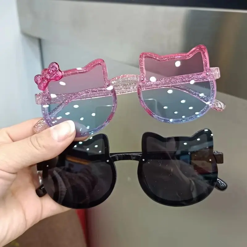 Children Cute Kitty Sunglasses Acrylic Bow Outdoor UV Protection Sun Glasses Baby Girls Classic Kids Boy UV400 Eyewear