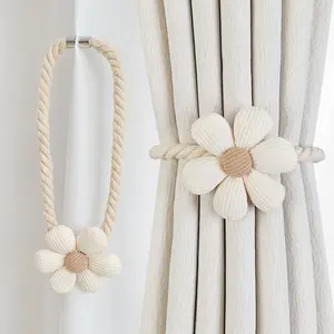 Magnetic Curtain Tiebacks, 2pcs Modern Floral Design Magnetic Holdback Straps, Decorative Window Accessories for Home Decoration, Window Decorations Supplies, Interior Decoration Accessories
