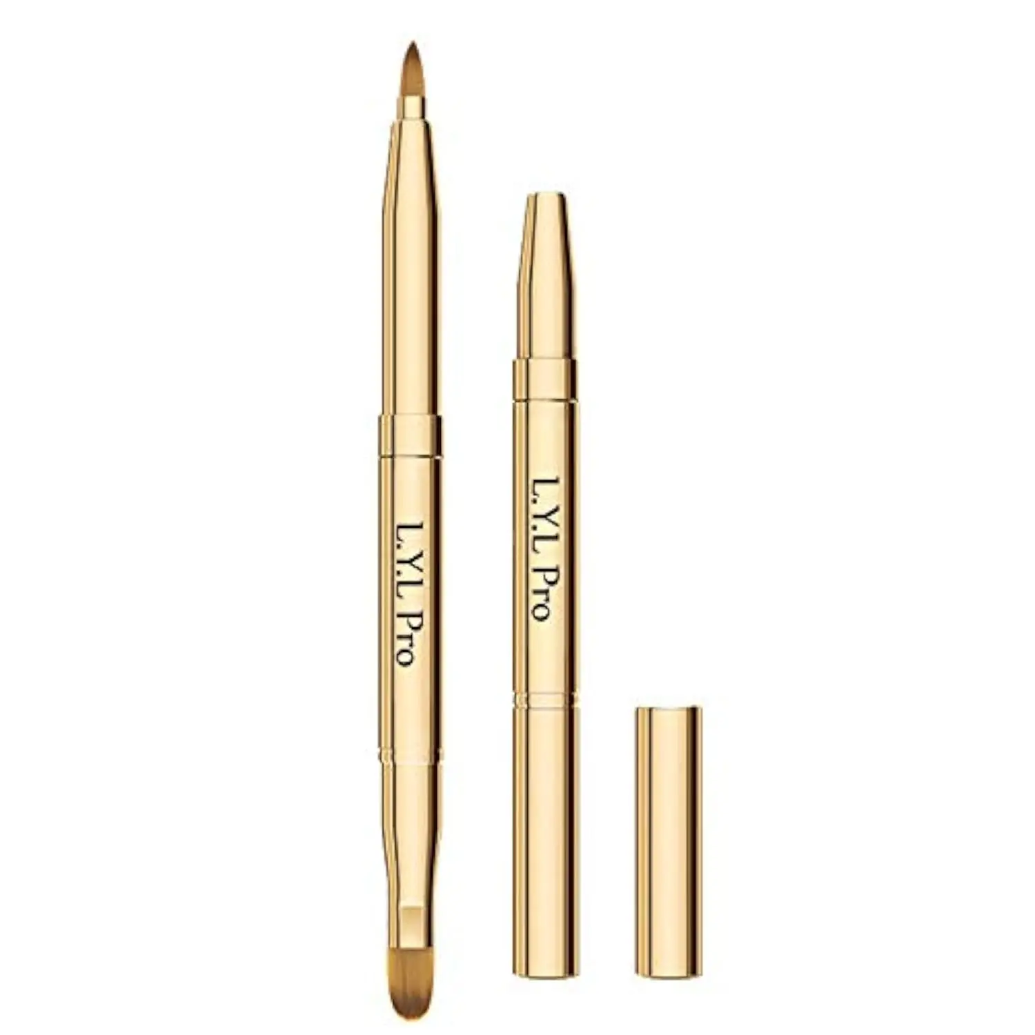 Gold Retractable Lip Makeup Brushes Double-Ended Retractable Lip Brush Travel Lipstick Gloss Makeup Brush for Christmas Gifts