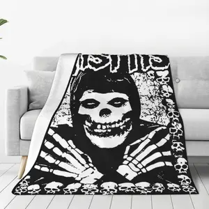 Misfits themed printed flannel blanket, super soft and comfortable for all seasons, perfect for travel, camping and naps, and an ideal holiday gift.