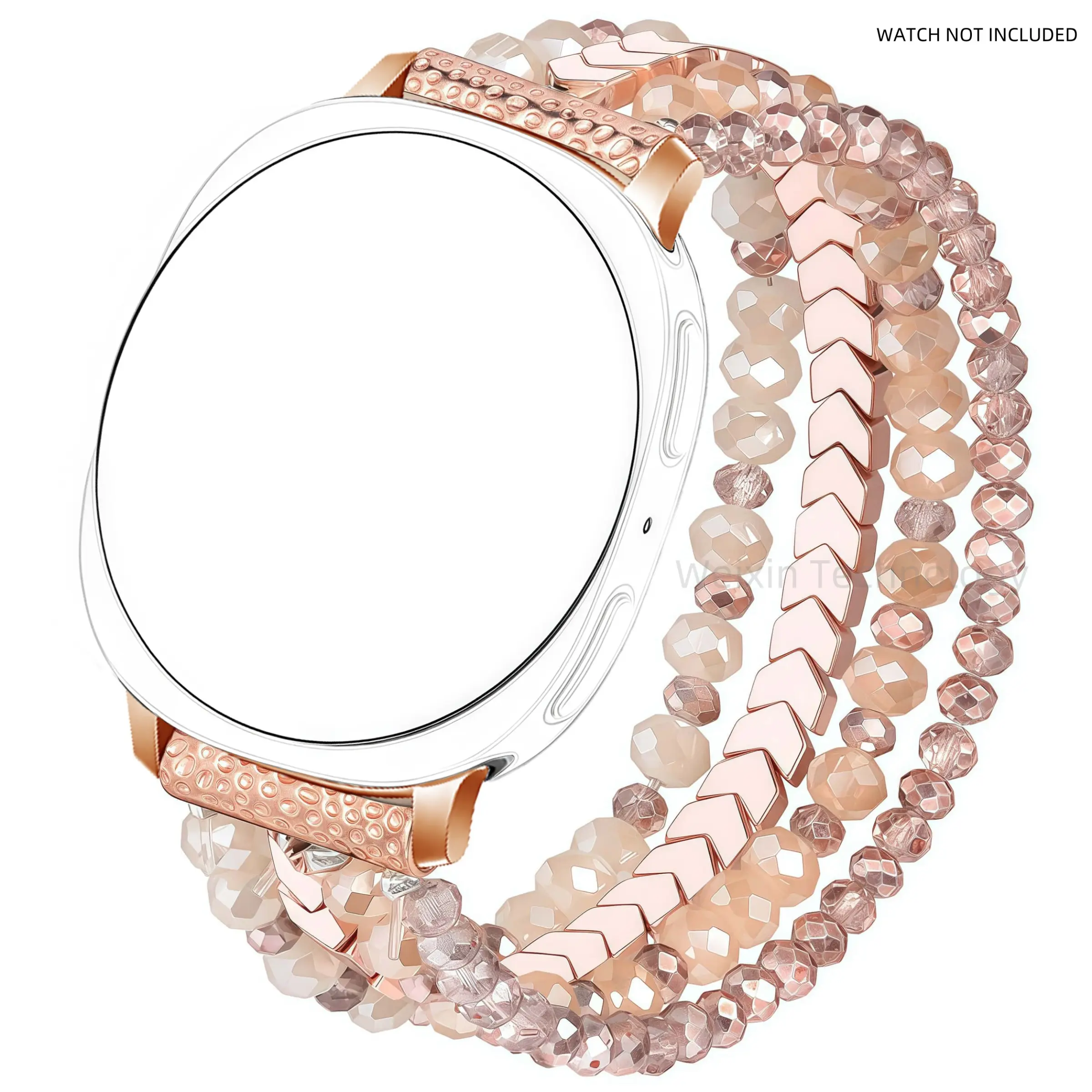 Beaded strap for Samsung Galaxy Watch 8 40mm 44mm/8 Classic 46mm women's strap, handmade elastic crystal bead bracelet strap Smart Watch Straps, Smartwatch Accessories