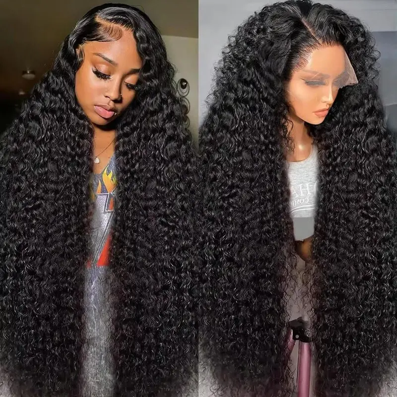 Women's 13x4/13x6 Lace Frontal Human Hair Wig, 180 Density Pre-Plucked Kinky Deep Curls with Baby Hairs