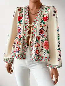 Women's Casual Loose Print Jacket, Short Fashion Style, Perfect for Work and Social Events, Versatile Stylish Piece