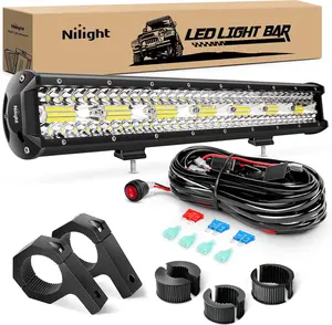 Nilight 20Inch 420W Triple Row Flood Spot Combo LED Light Bar 42000LM for Driving Boat Off Road - Horizontal Clamp Mount and 16AWG Wiring Kit road light pod  Car Accessories Vehicle  dealsforyoudays
