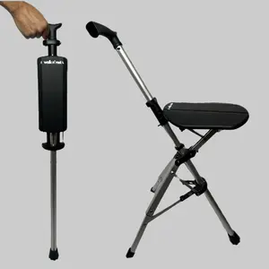 RegalRetail Aluminum Walking Cane - Walk N Rest Hiking Stick for Camping & Outdoor Activities