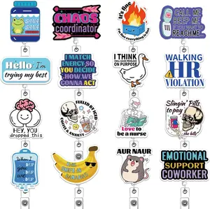 16 count Nurse Badge Reel Bulk Funny  Healthcare  Badge Holder Retractable Pack Cute Xray  Silly Goose Brain Frog Radiology RN CNA Badge Clip Accessories Social Worker ID Tag Card