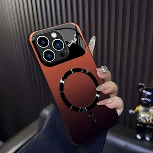 Luxury Sunset Gradient MagSafe Compatible Glossy Protective Cover with "SMILE" Design for iPhone 17 16 15 14 13 12 11 model 952