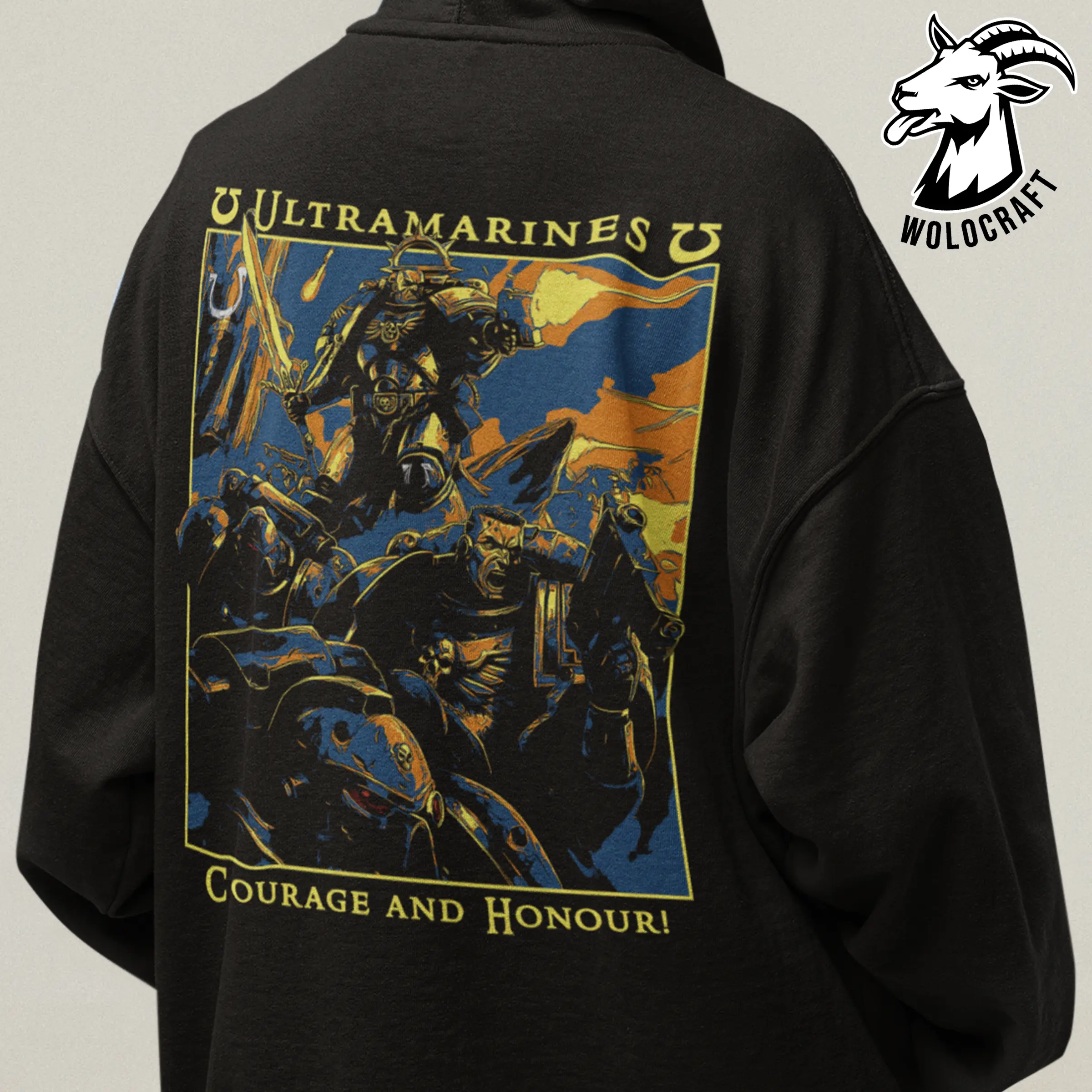 Ultramarines Hoodie "Courage and Honour!", Warhammer40k, Macragge, Unisex Hoodie, Sci-Fi Fan Gift, Warhammer Apparel, Space Marine Shirt