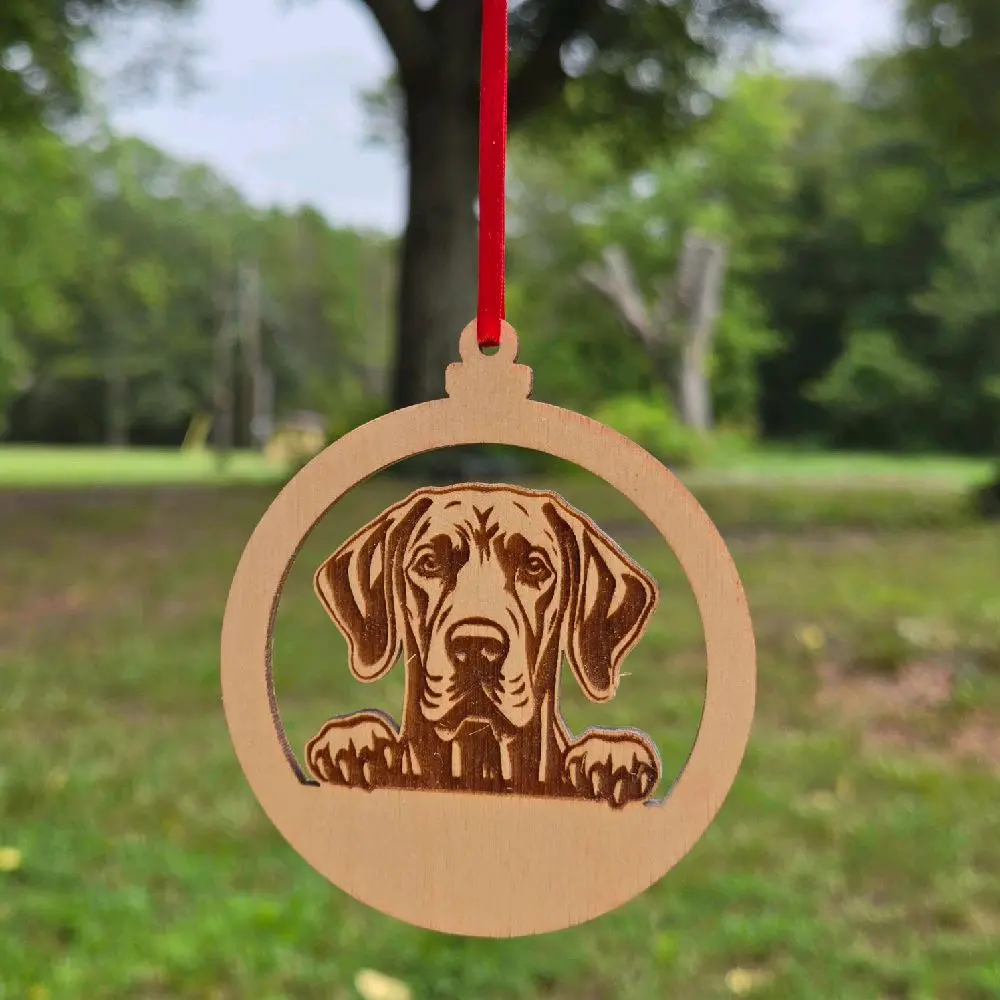 Laser Engraved Personalized Wood Great Dane Ornament, Christmas Festive Decor for Home Supplies